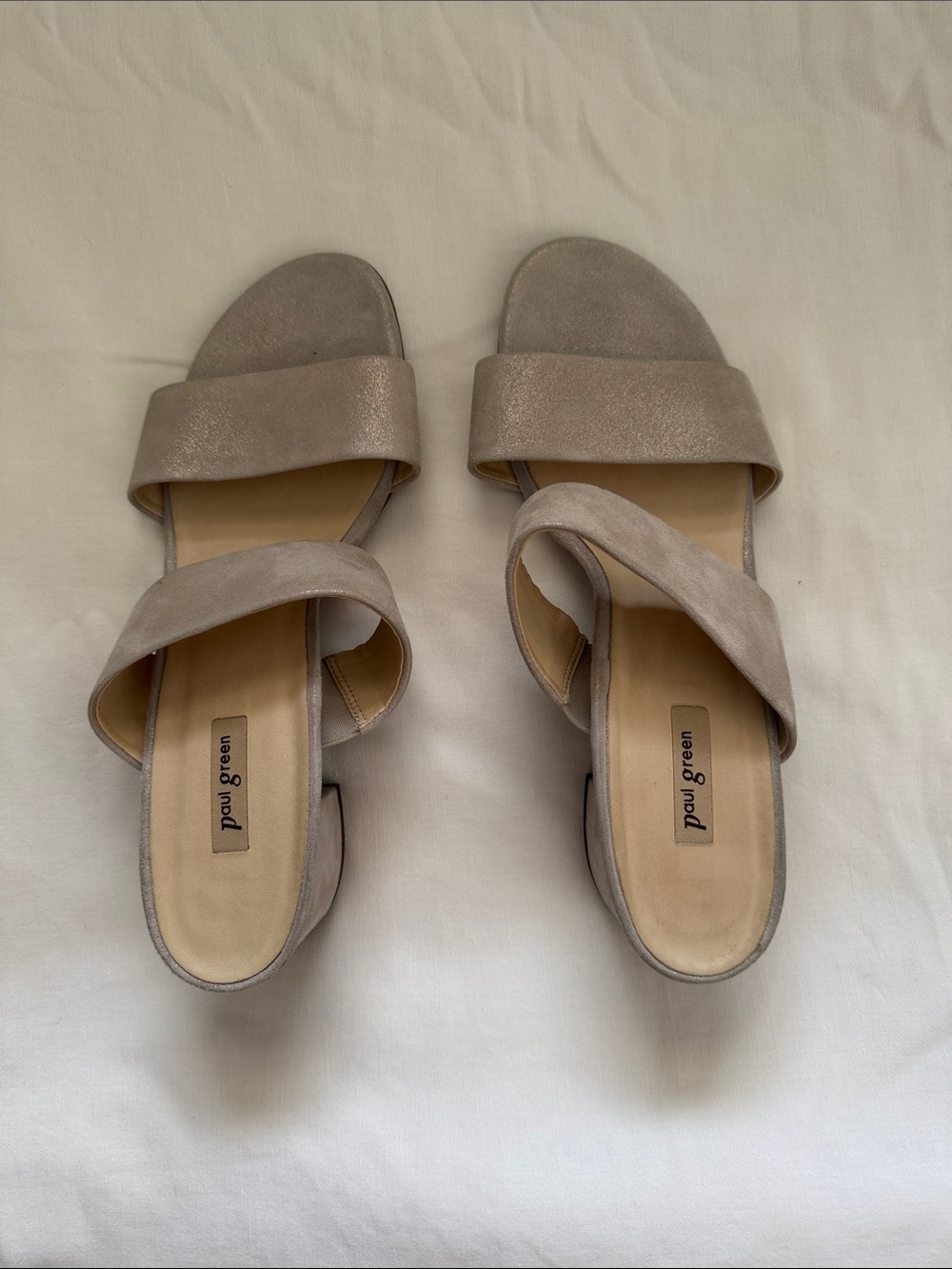 Paul Green Beige Double-Strap Slide Sandals
